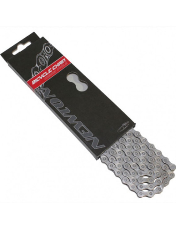 CHAINE VELO  7-8V. NEWTON ARGENT-NOIR 114 MAILLONS AVEC ATTACHE RAPIDE
