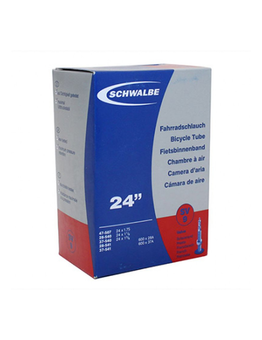 CHAMBRE A AIR VELO 24 - 600 x 28-35A  SCHWALBE VALVE PRESTA TOUT ALU (47-507 à 37-541) (SV9)