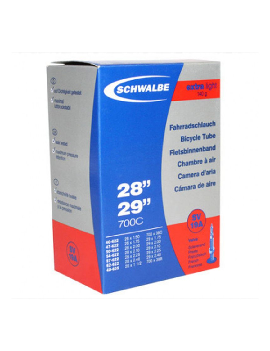 CHAMBRE A AIR VELO 29 x 1.75-2.40 et 700 x 38-60 SCHWALBE VALVE PRESTA TOUT ALU (SV19)