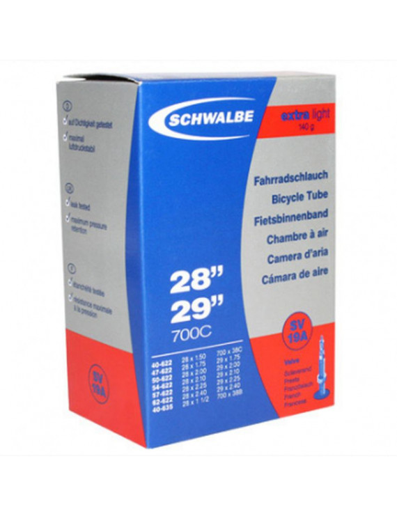 CHAMBRE A AIR VELO 29 x 1.75-2.40 et 700 x 38-60 SCHWALBE VALVE PRESTA TOUT ALU (SV19)