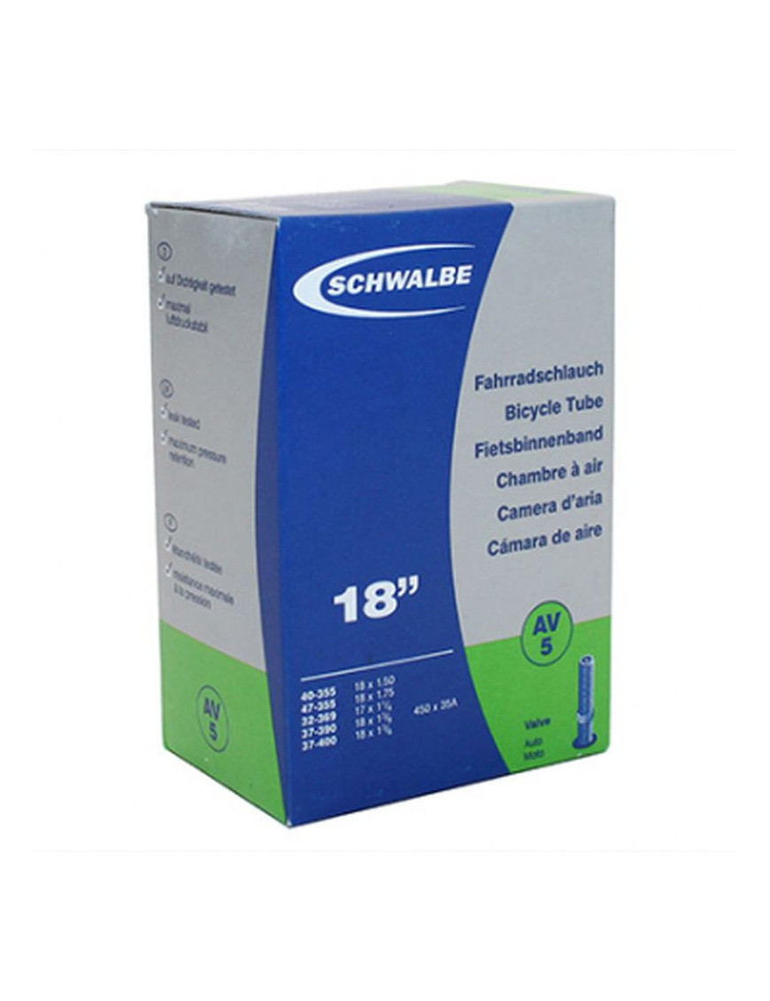 "CHAMBRE A AIR VELO 450 x 35A - 18"" SCHWALBE VALVE STANDARD TOUT ALU (40-355 à 37-400) (AV5)"