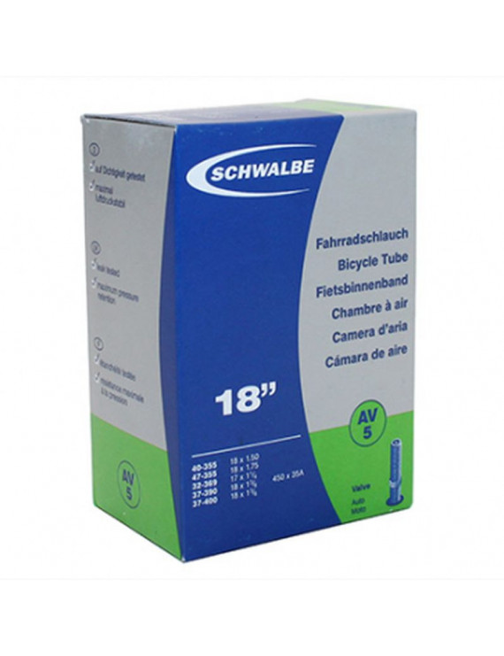 "CHAMBRE A AIR VELO 450 x 35A - 18"" SCHWALBE VALVE STANDARD TOUT ALU (40-355 à 37-400) (AV5)"