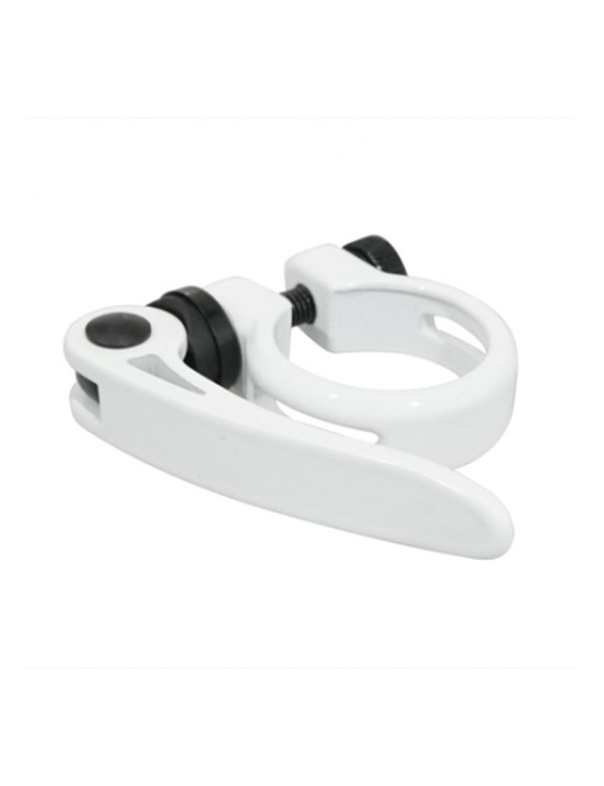 COLLIER SERRAGE TIGE DE SELLE RAPIDE NEWTON ALU BLANC DIAM. 34,9mm  (SUR CARTE)