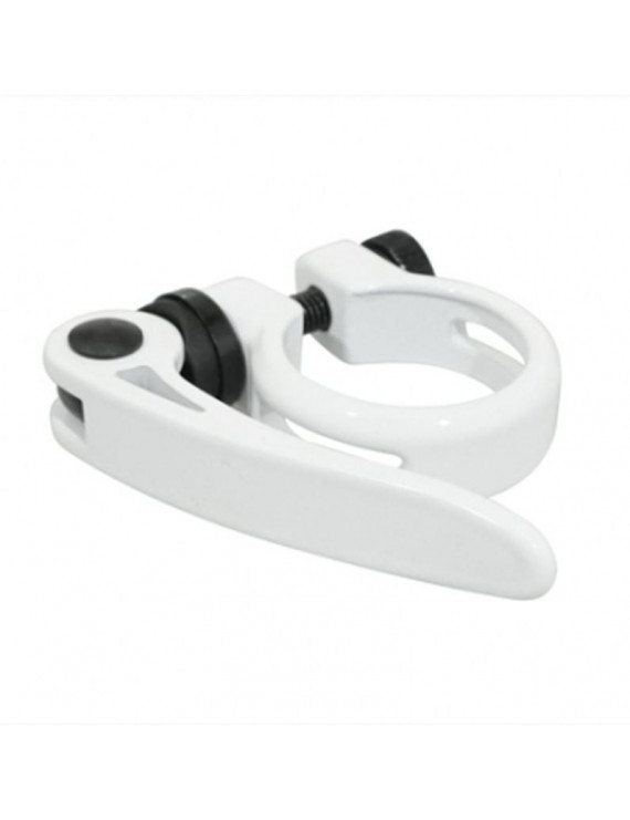 COLLIER SERRAGE TIGE DE SELLE RAPIDE NEWTON ALU BLANC DIAM. 34,9mm  (SUR CARTE)