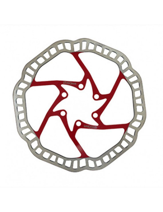 Disque de frein VTT 6 trous newton brake 160mm argent centre roug...