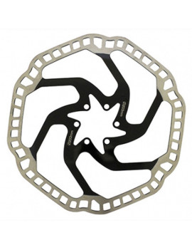 DISQUE DE FREIN VTT 6 TROUS NEWTON BRAKE 203mm ARGENT CENTRE NOIR