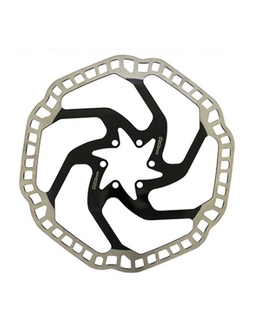 DISQUE DE FREIN VTT 6 TROUS NEWTON BRAKE 203mm ARGENT CENTRE NOIR