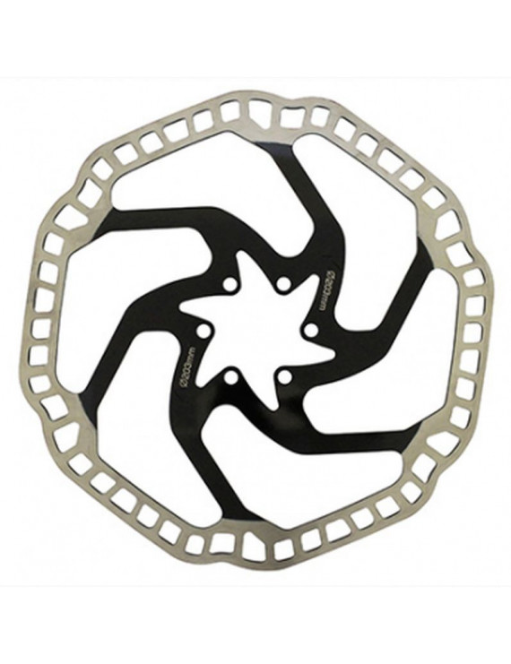 DISQUE DE FREIN VTT 6 TROUS NEWTON BRAKE 203mm ARGENT CENTRE NOIR