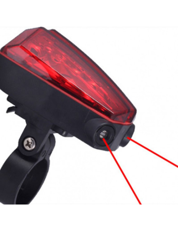 ECLAIRAGE VELO A PILE ARRIERE SUR TIGE DE SELLE NEWTON STAR 5 LEDS NOIR AVEC LASER POUR DELIMITER UNE BANDE AU SOL LIVRE AVEC 2