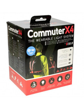 ECLAIRAGE VELO USB CORPOREL COMMUTER X4 ROUGE (PEUT SE FIXER COMME GILET DE SECURITE OU SAC A DOS)