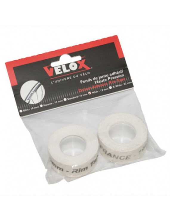 FOND DE JANTE VELOX TRESSE ADHESIF EN 19mm LONGUEUR 2M (2 PIECES SUR CARTE)
