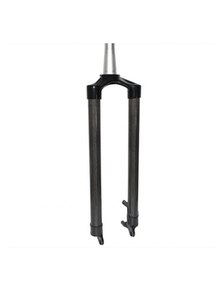 FOURCHE VTT 29  RIGIDE ALU 7075 FOURREAUX CARBONE 3K POUR FREIN A DISQUE PIVOT LISSE 11-8-28,6 EXTERIEUR (CONIQUE 11-2 EN BAS