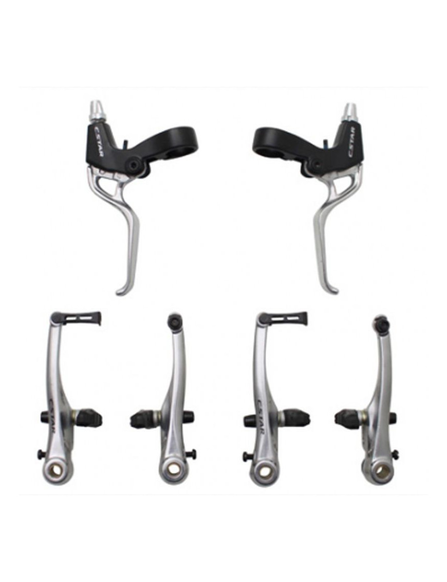 FREIN V-BRAKE P2R ALU ARGENT (ETRIERS ET LEVIERS AVANT + ARRIERE) (KIT)
