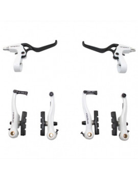 Frein v-brake alu blanc (étriers et leviers avant + arrière) (kit...