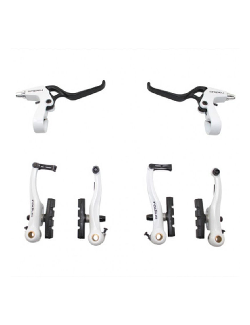 Frein v-brake alu blanc (étriers et leviers avant + arrière) (kit...