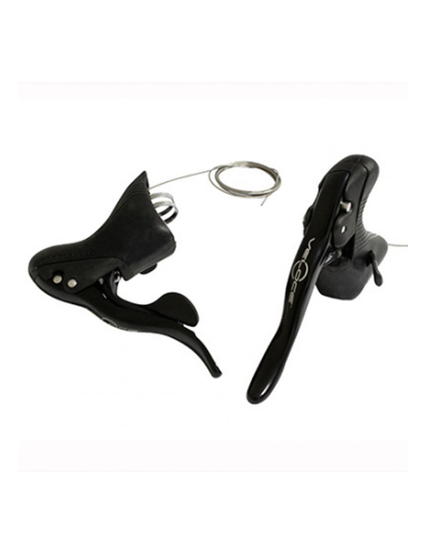 LEVIER-MANETTE ROUTE CAMPAGNOLO 10V. VELOCE NOIR DOUBLE (PAIRE) AVEC TRANSMISSIONS