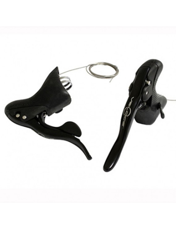 LEVIER-MANETTE ROUTE CAMPAGNOLO 10V. VELOCE NOIR DOUBLE (PAIRE) AVEC TRANSMISSIONS