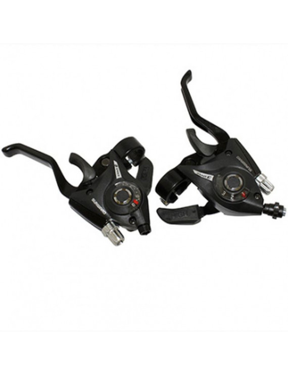 LEVIER-MANETTE VTT P2R 3x8V. NOIR ALU POUR FREIN V-BRAKE COMPATIBLE SHIMANO (PAIRE)